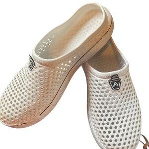 AMOJI White Slip on Clogs